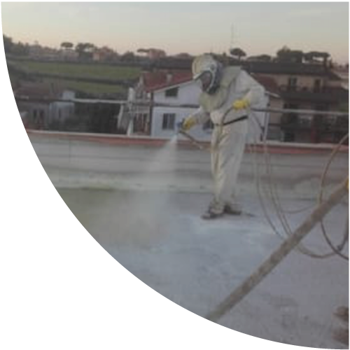 Per la termo-impermeabilizzazione a spruzzo di fondazioni, vasche per acquedotti, pareti per frigo, terrazzi, tetti, parcheggi, autorimesse, etc...